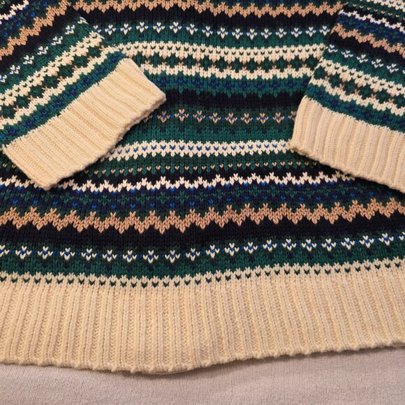 Talbots Plus Cardigan 3X 3XL Sweater Button Down Gold Metallic Green Blue Cream - Picture 14 of 15